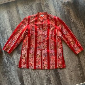 Vintage Red Asian Silk Jacket